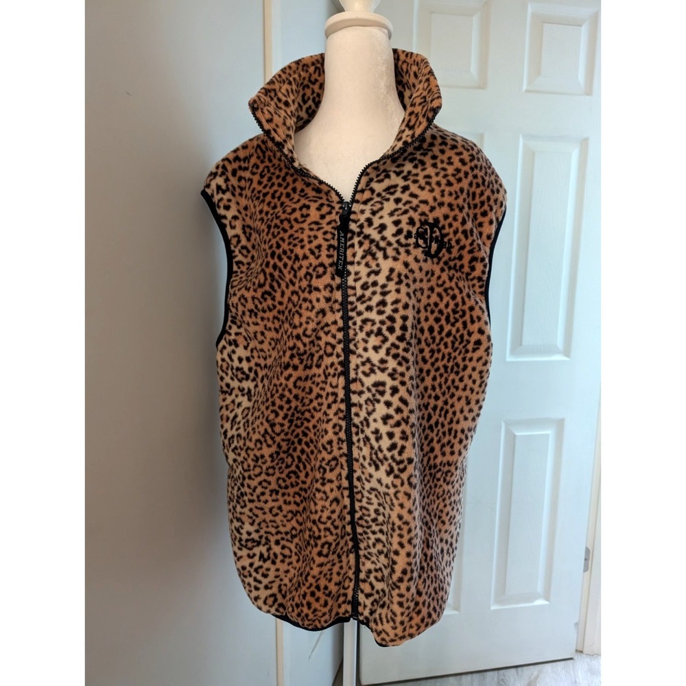 Cheetah Animal Print Vest Zip Up Size XL  Ameritex  Made in USA - San Diego